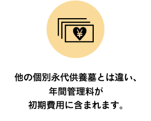 他の個別永代供養墓とは違い、年間管理料が初期費用に含まれます。